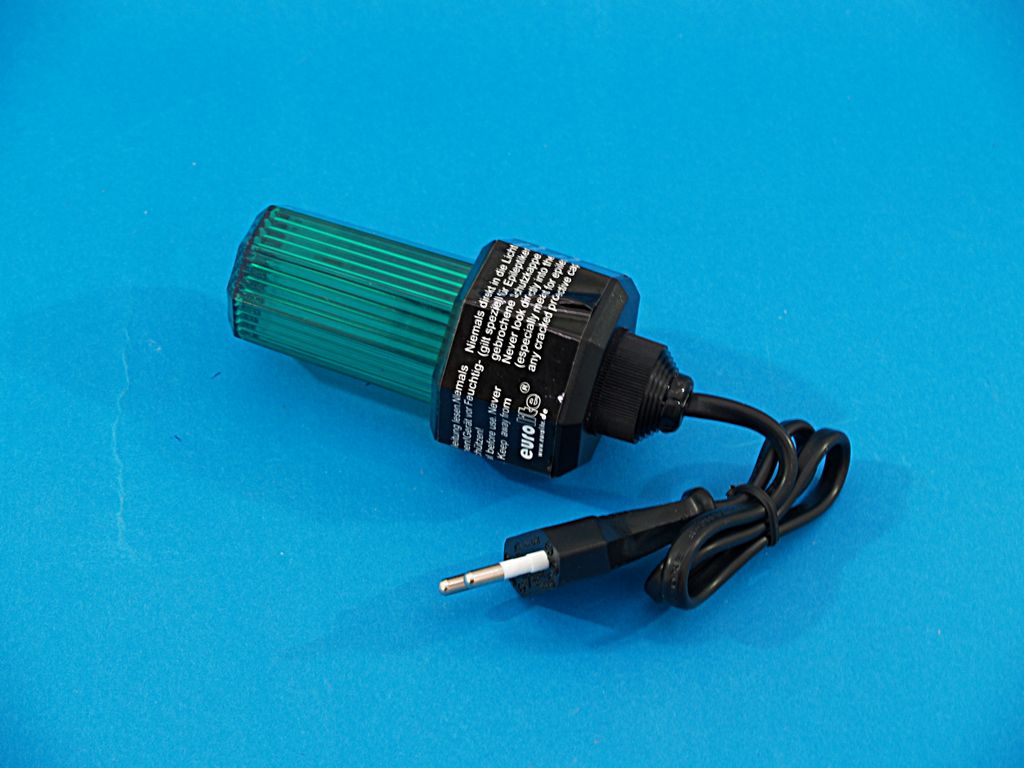 LED strobo žárovka s napájecím kabelem, zelený