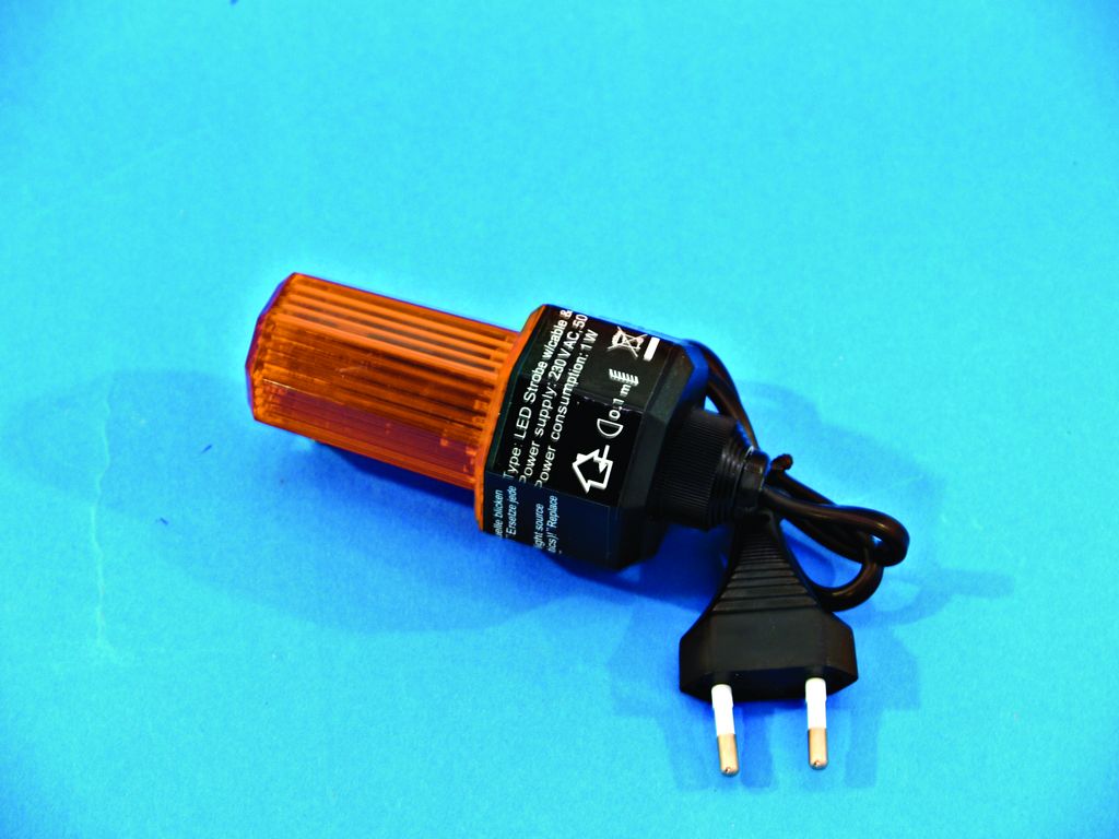 LED strobo žárovka s napájecím kabelem, oranžový