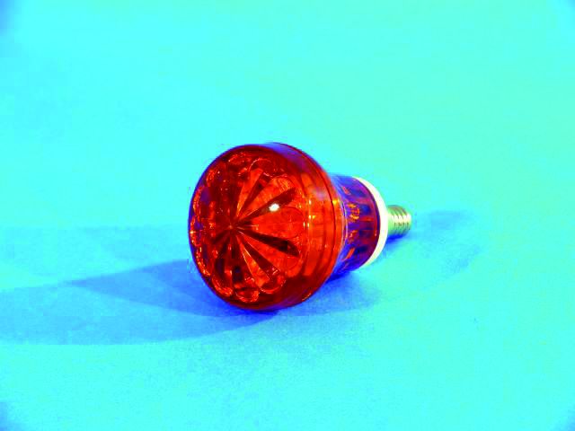 LED strobo žárovka karneval E-14, oranžový