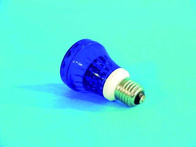 LED strobo žárovka karneval E-27, modrý