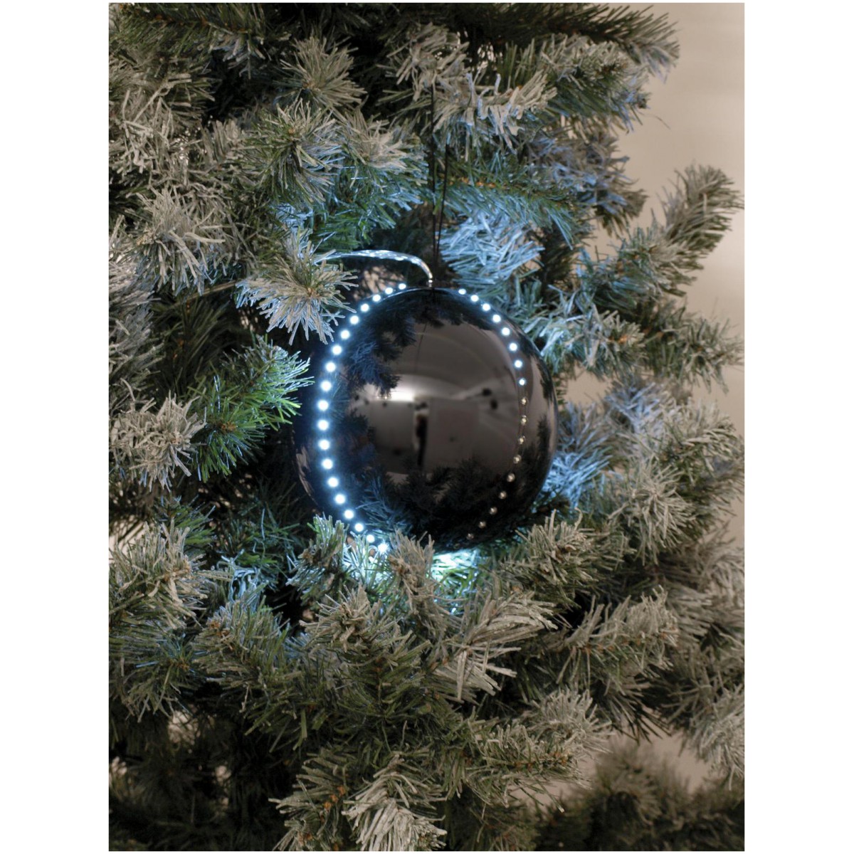 Sněhové LED koule, 8 cm, černá, 5 ks