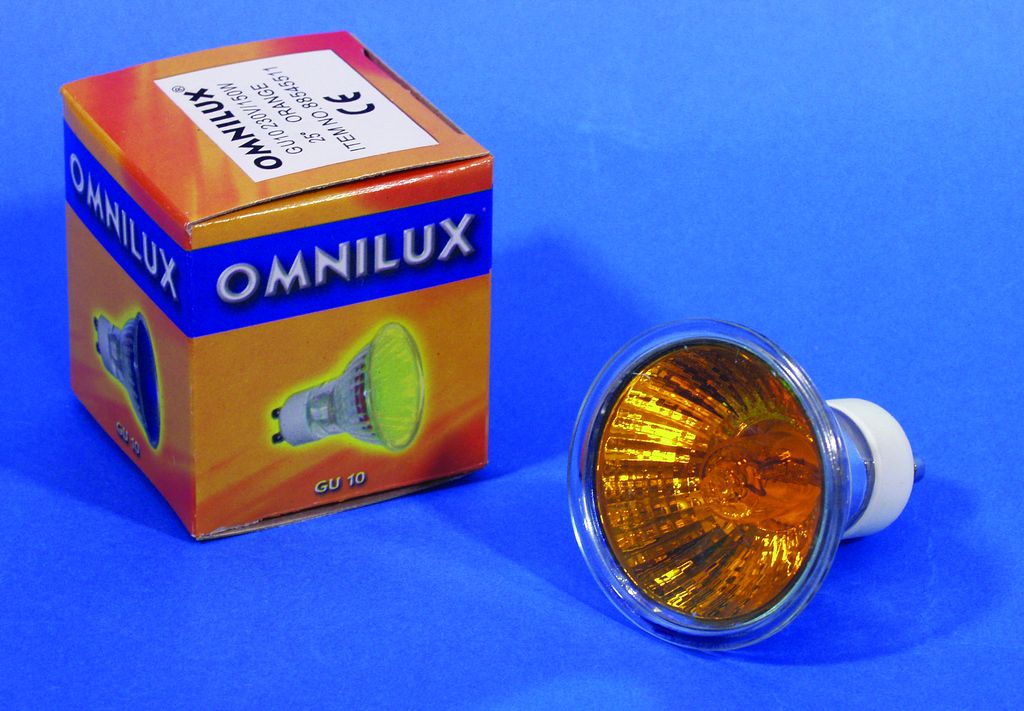 Halogenová lampa 230V/50W GU-10 25° Omnilux, oranžová