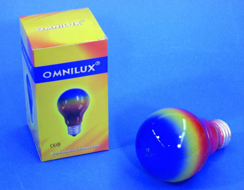 Barevná žárovka 230V/25W E-27 A19 Omnilux, multicolor