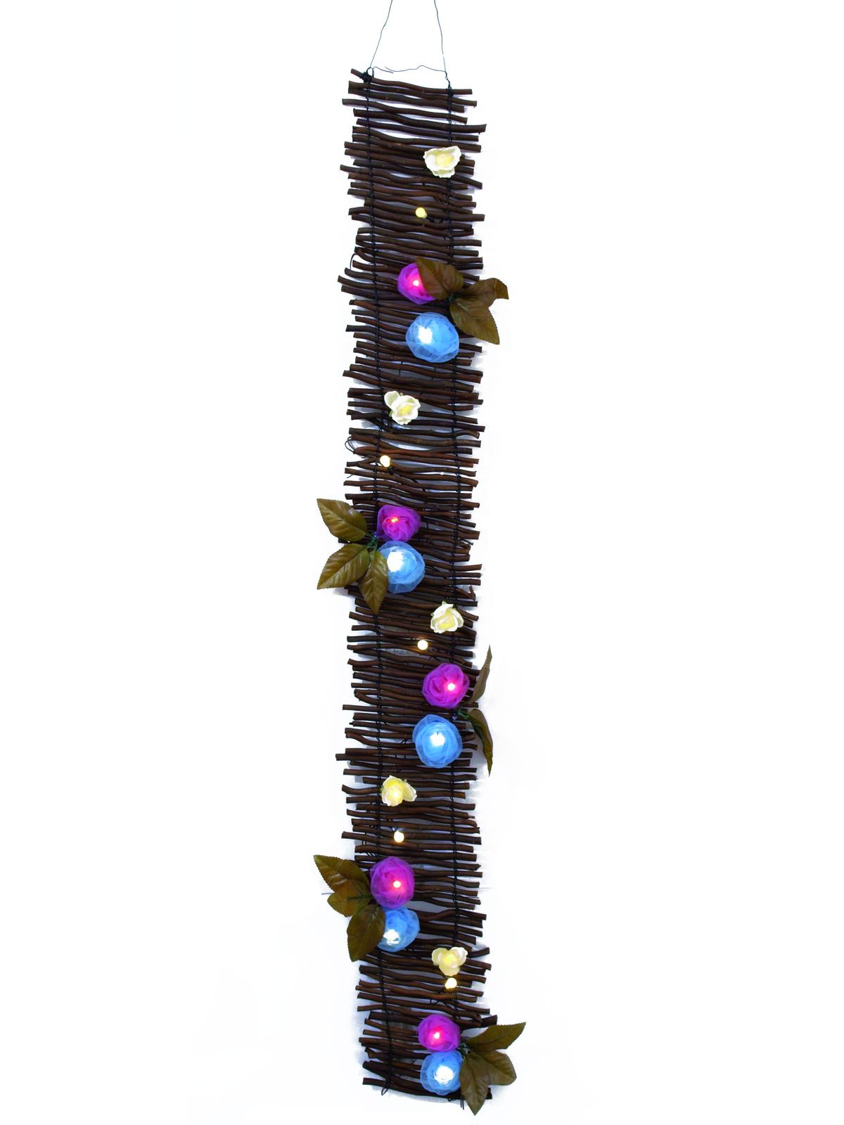 Růže na úzkém plůtku, s LED diodami, 120cm