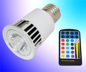 LED žárovka 5W RGB, E-27, s dálkovým ovladačem