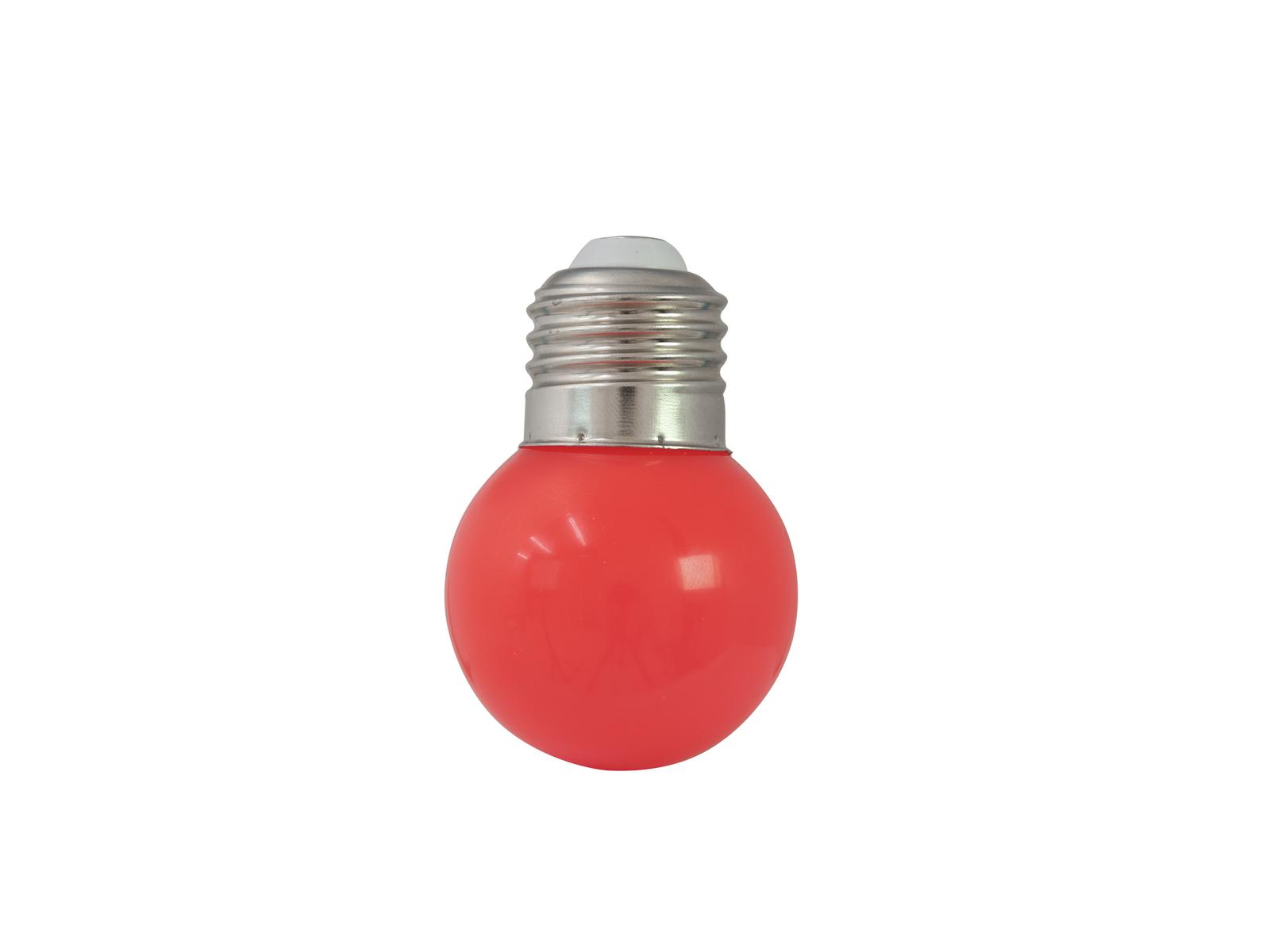 LED žárovka G45, 230V, 1W, E-27, 5 x LED SMD5050, červená
