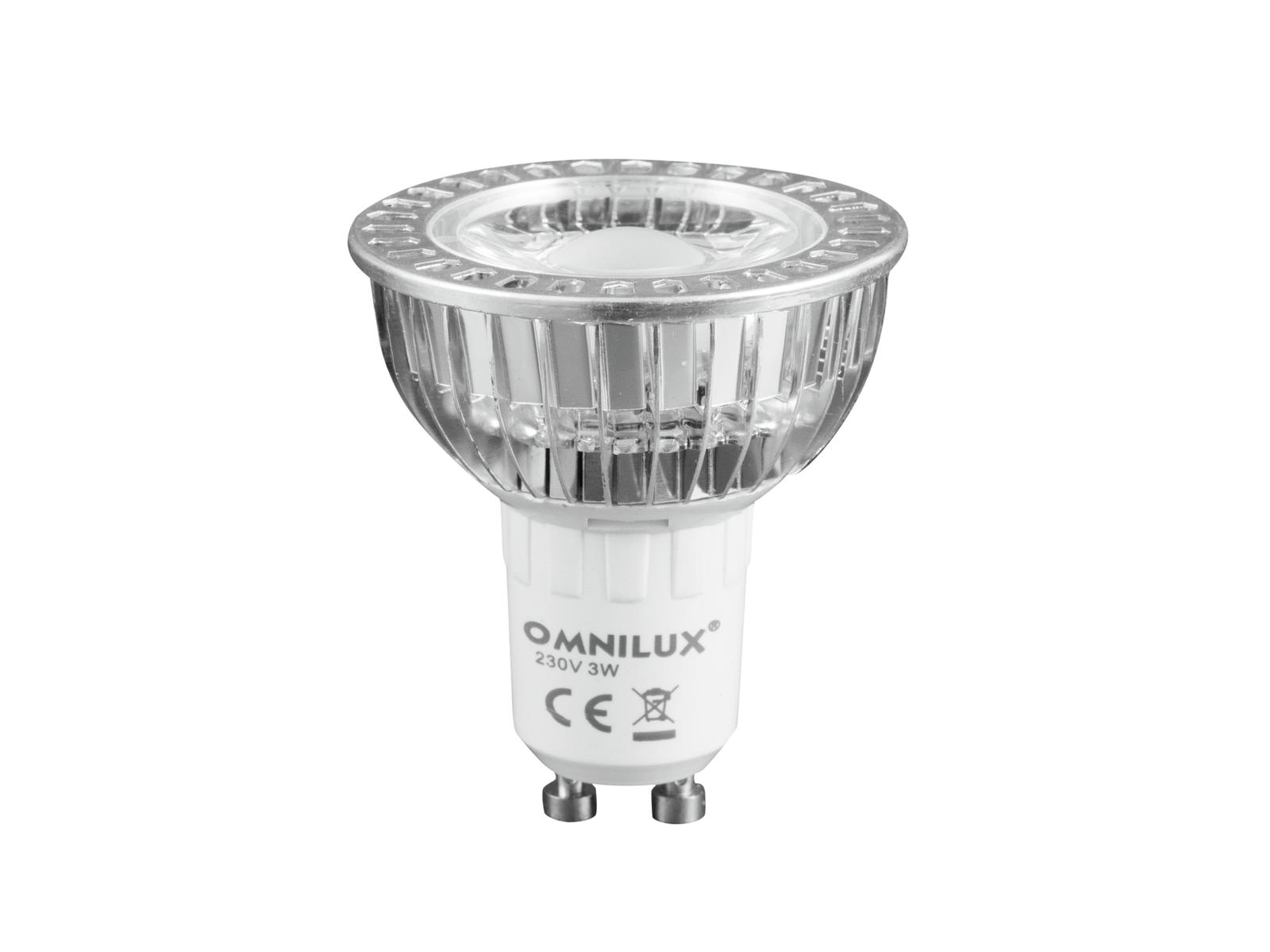 LED žárovka 230V GU-10 1x3W COB LED Omnilux, 6000K, studená bílá