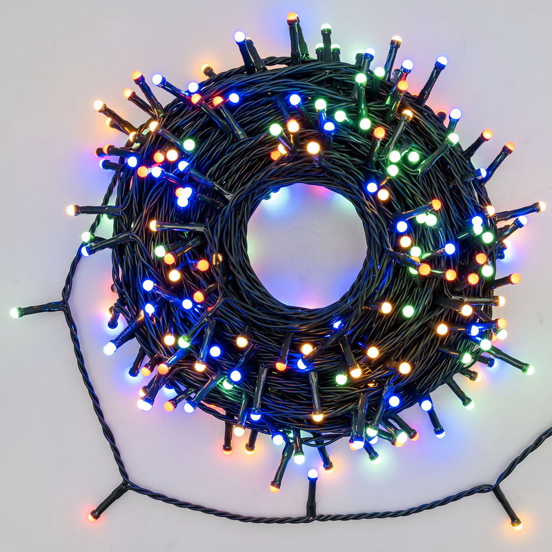 LED řetěz venkovní 25m 500 LED solární / trafo 230V, vícebarevný