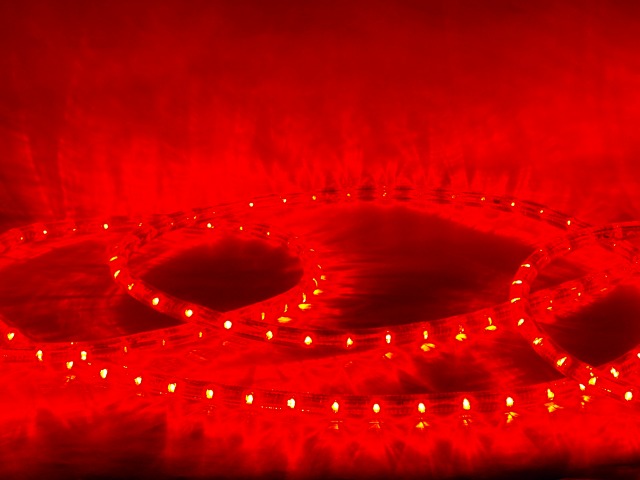 LED světelný kabel 44m, 24LED/m, červený