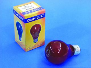 Barevná žárovka 230V/25W E-27 A19 Omnilux, červená