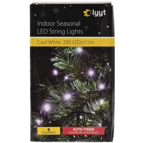 Lyyt 200TS-CW, světelný řetěz, 200x LED studená bílá, IP44